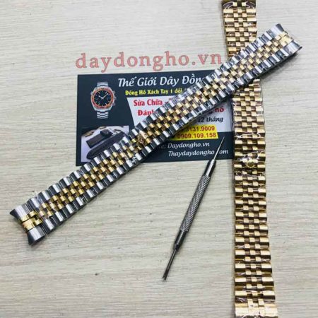 thay dây đồng hồ kim loại rolex 5 mắt khuc