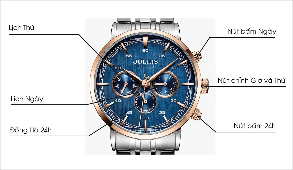 đồng hồ nam 3 nút