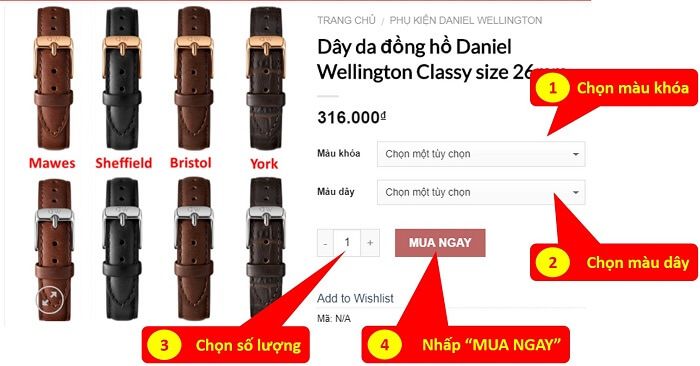 Thay dây da đồng hồ daniel wellington